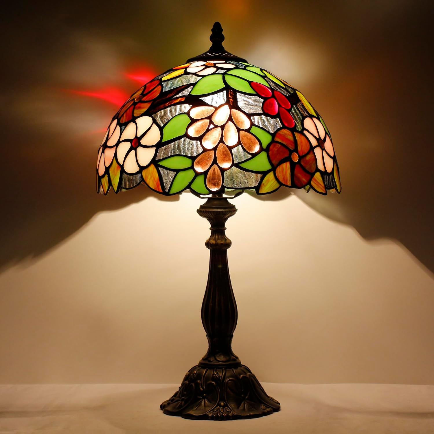 Tiffany Lamp Touch Control Table Lamp Purple Red Stained Glass Desk Lamp 12X12X19 Inches Grape Style Reading Light