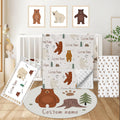 Personalized Baby Crib Bedding Set, Custom Name Nursery Bedding, Bear 5 Pcs Baby Bedding Set for Girl Boy, Double Layer Crib Set, Customized Gifts(Fixed Size)