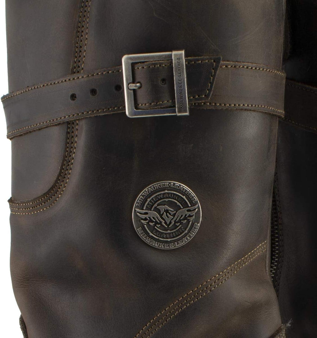 Milwaukee Leather MBM9063 Men's Classic Distressed Brown Leather Motorcycle Engineer Riding Biker Boots - 7