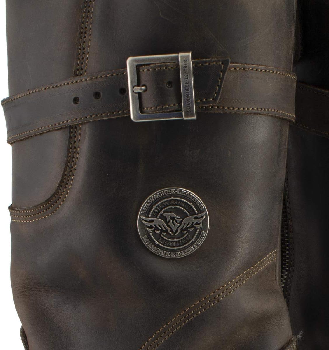 Milwaukee Leather MBM9063 Men's Classic Distressed Brown Leather Motorcycle Engineer Riding Biker Boots - 7