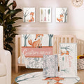 TOOTANN Custom Baby Crib Bedding Set, 5 Pcs Personalized Name Baby Crib Sheets for Kid Toddler Infant, Forest and Fox Nursery Bedding Set