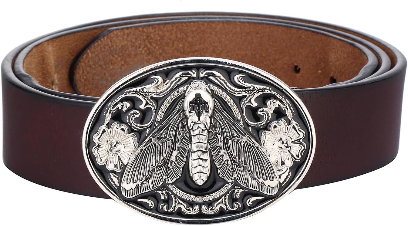 Men's Western Belt Buckle - Turquoise Texas Longhorn Bull Design for Cowboy & Rodeo Style