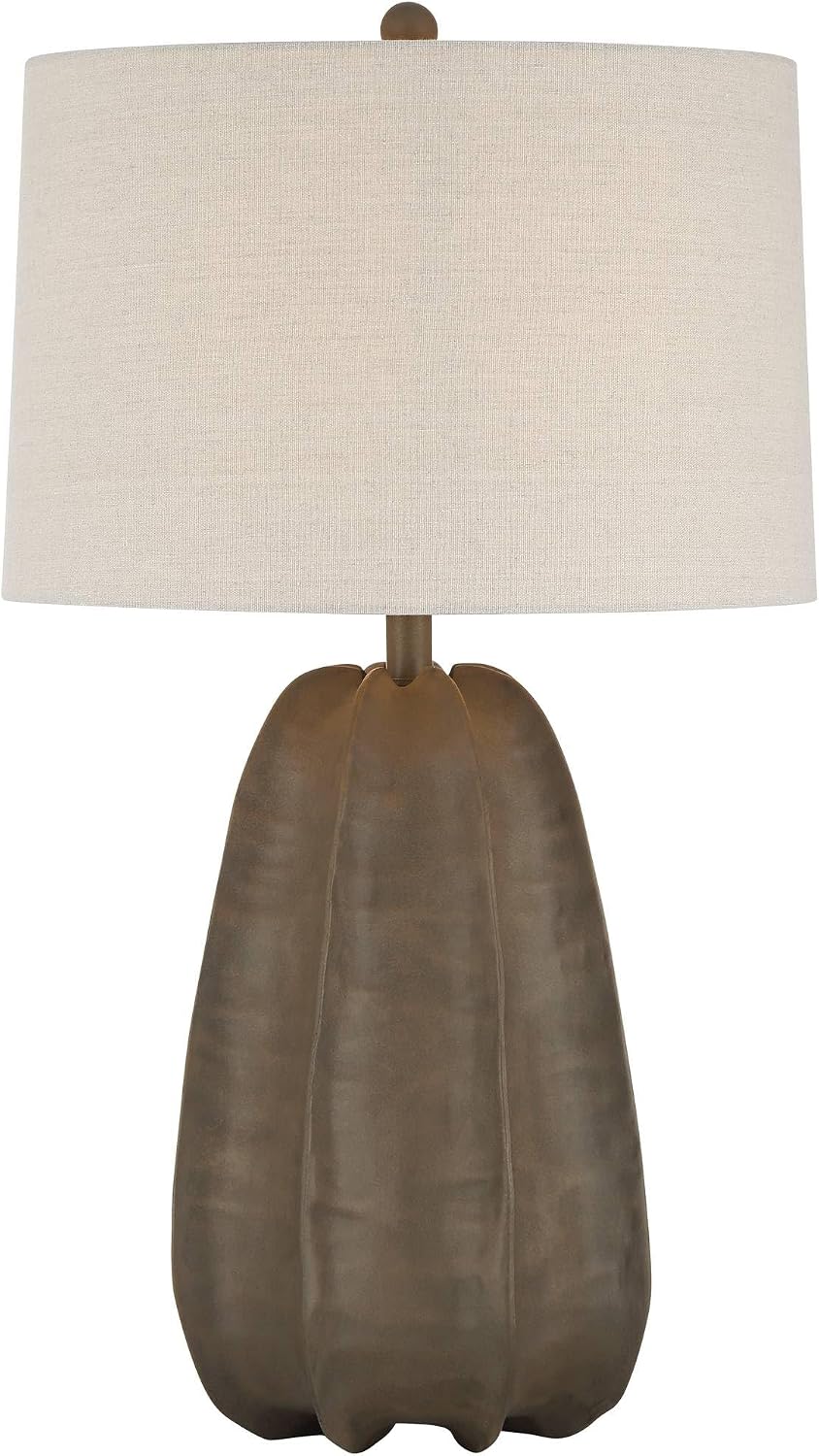 360 Lighting Calabasa 30' Tall Large Modern End 3-Way Table Lamp Chocolate Brown Finish Single Fabric White Shade Living Room Bedroom Bedside Nightstand House Office Home Reading Kitchen Entryway