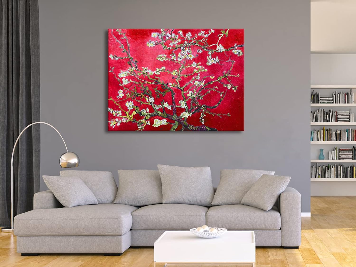 Wieco Art Extra Large Red Almond Blossom Tree Vincent Van Gogh Paintings Reproduction Canvas Prints Wall Art for Home Decor and Wall Decor Classical Flowers Pictures Artwork