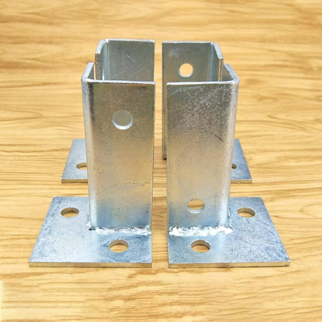 Sturdy Stainless Steel Post Holder Porch Deck Mailbox Garden Railing Concrete Square Metal Anchor Base, Pergola Post Base Kit(4 Pcs)