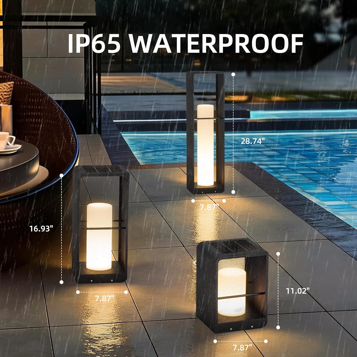 Outdoor Lights for Patio, IP65 Solar Lanterns Outdoor Waterproof, 3000K LED Path Lights, Outside Floor Lamp Solar Powered, Dusk to Dawn Landscape Lighting for Deck Garden Yard Backyard Porch