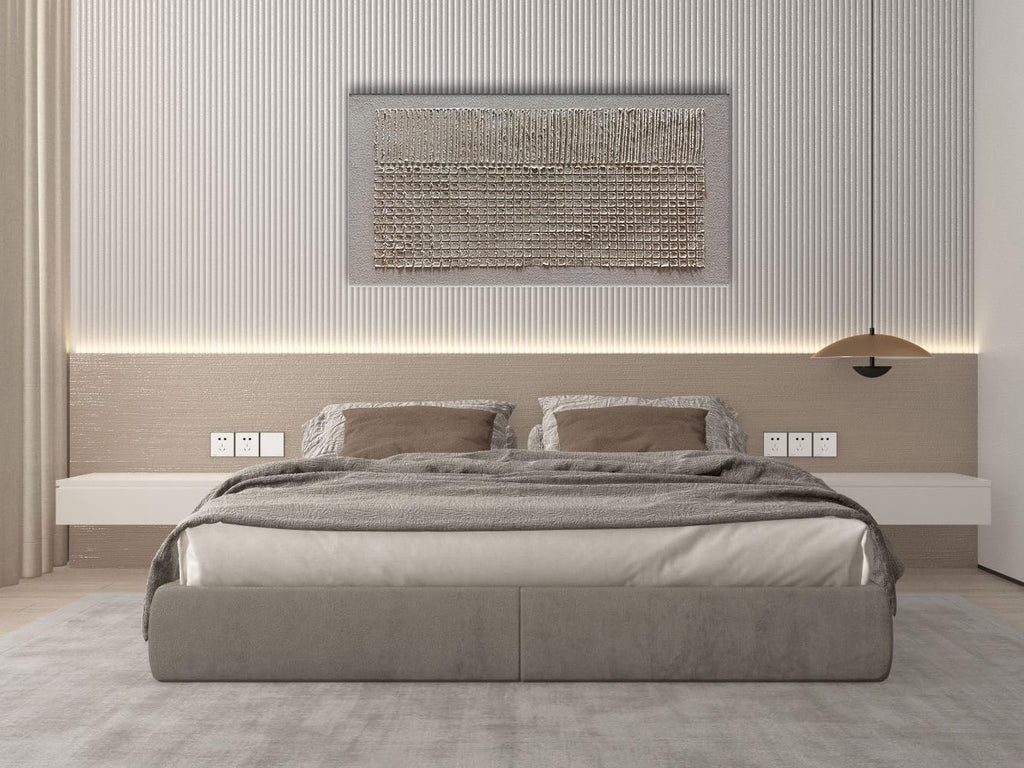 Slyart Hand-Painted Beige Texture Abstract Wall Art Oil Painting 48x24 inch Contemporary Minimalist Art Home Wall Decoration for Living Room Bedroom Kitchen Office