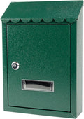 Wall Mount Metal Mail Box, Vintage Post Box with Lock and Cover, Iron Letter Container Home Mailbox Wall Mounted Security, for Families(Green)