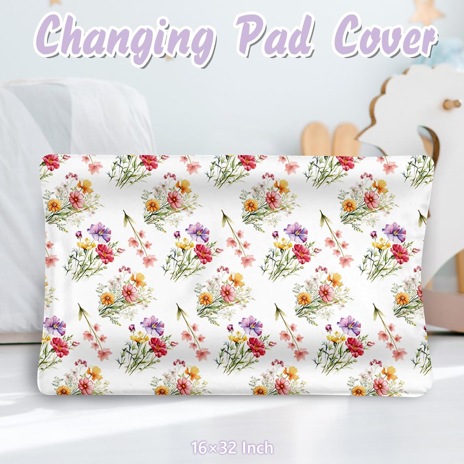 Custom Baby Crib Bedding Set, 5 PCS Personalized Name Baby Crib Sets for Girls Boys, Flower Theme Nursery Bedding Sets for Infant Toddler, Double Layer Flannel Bed Set Customized Gifts