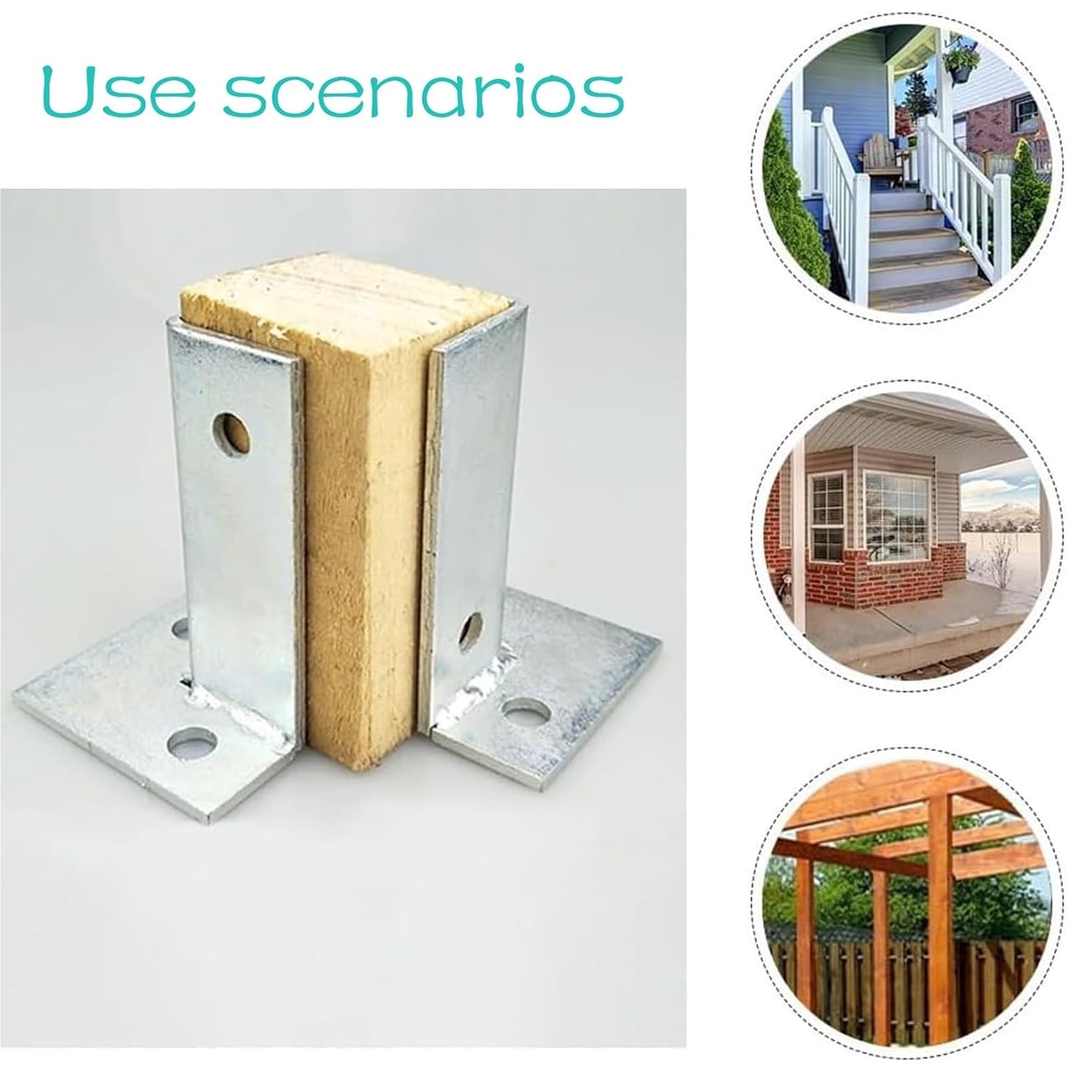 Fit 1.5x1.5 2x2 2x4 4x4 Post Universal Pergola Post Base Bracket Kit, Flange Anchor Bases for Wood/Mailbox/Fence, Stainless Steel Metal Post Bracket Base(12 pcs)
