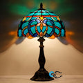Tiffany Lamp Touch Control Table Lamp Blue Green Stained Glass Desk Lamp 12X12X19 Inches Baroque Style Reading Light