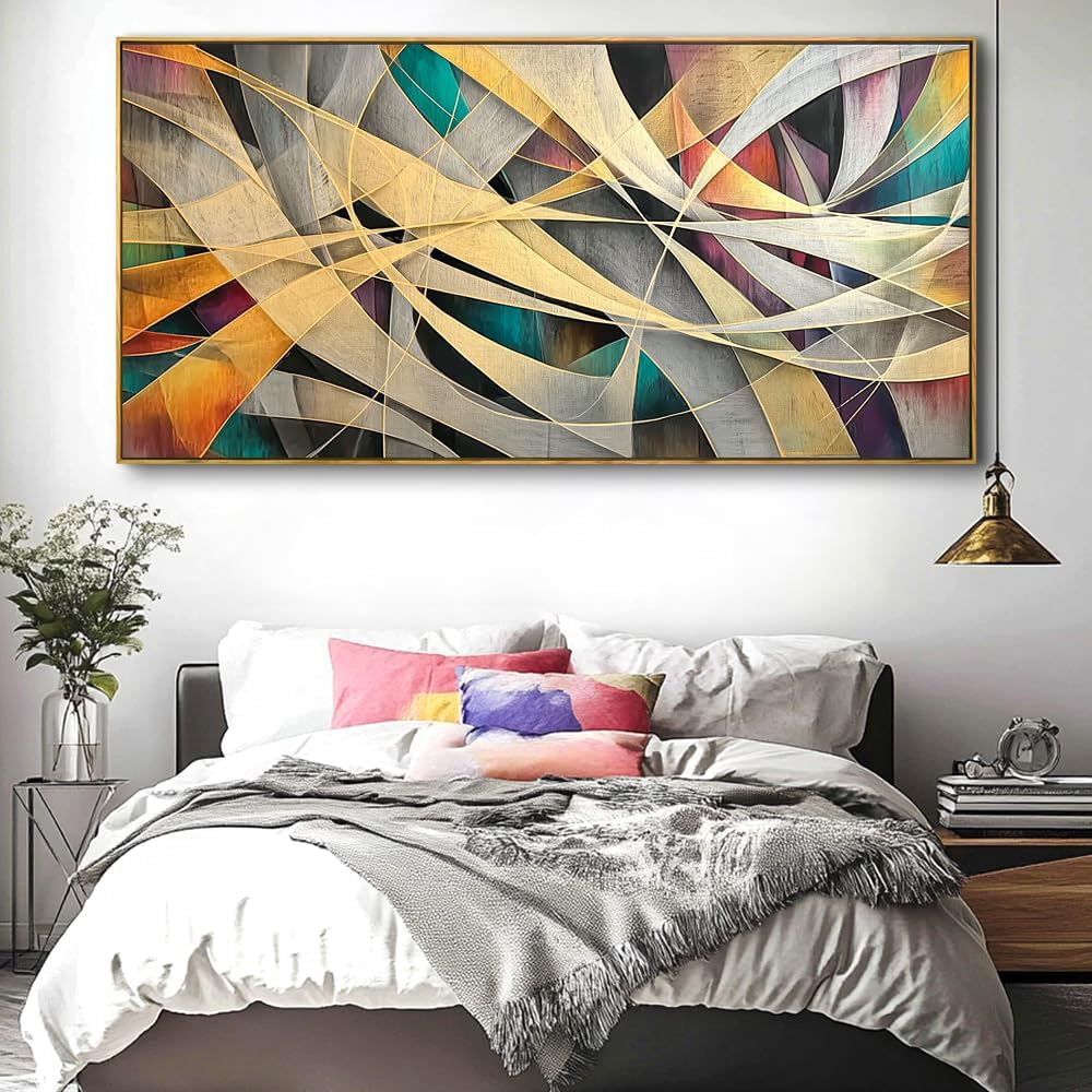 Wall Art - Framed Modern Abstract Canvas Painting for Living Room, Bedroom Home Office Decor, 60x30 Inch Ready to Hang