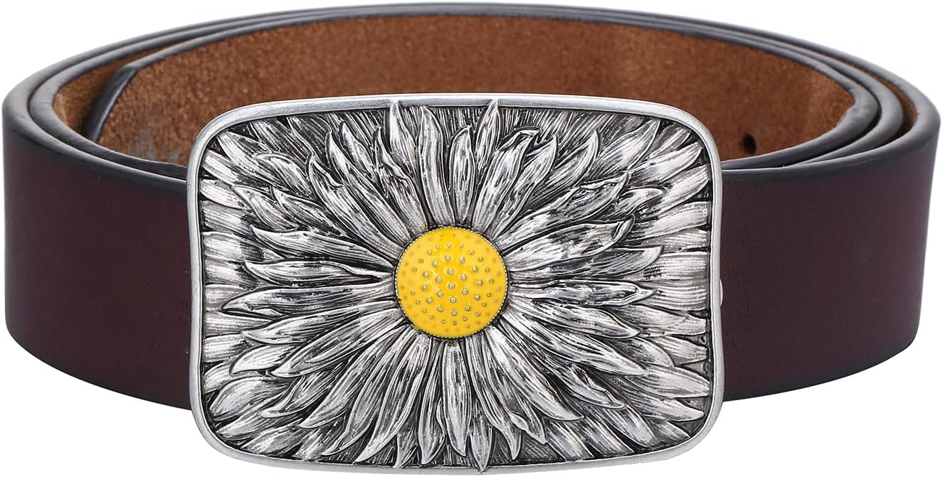 Men's Western Belt Buckle - Turquoise Texas Longhorn Bull Design for Cowboy & Rodeo Style