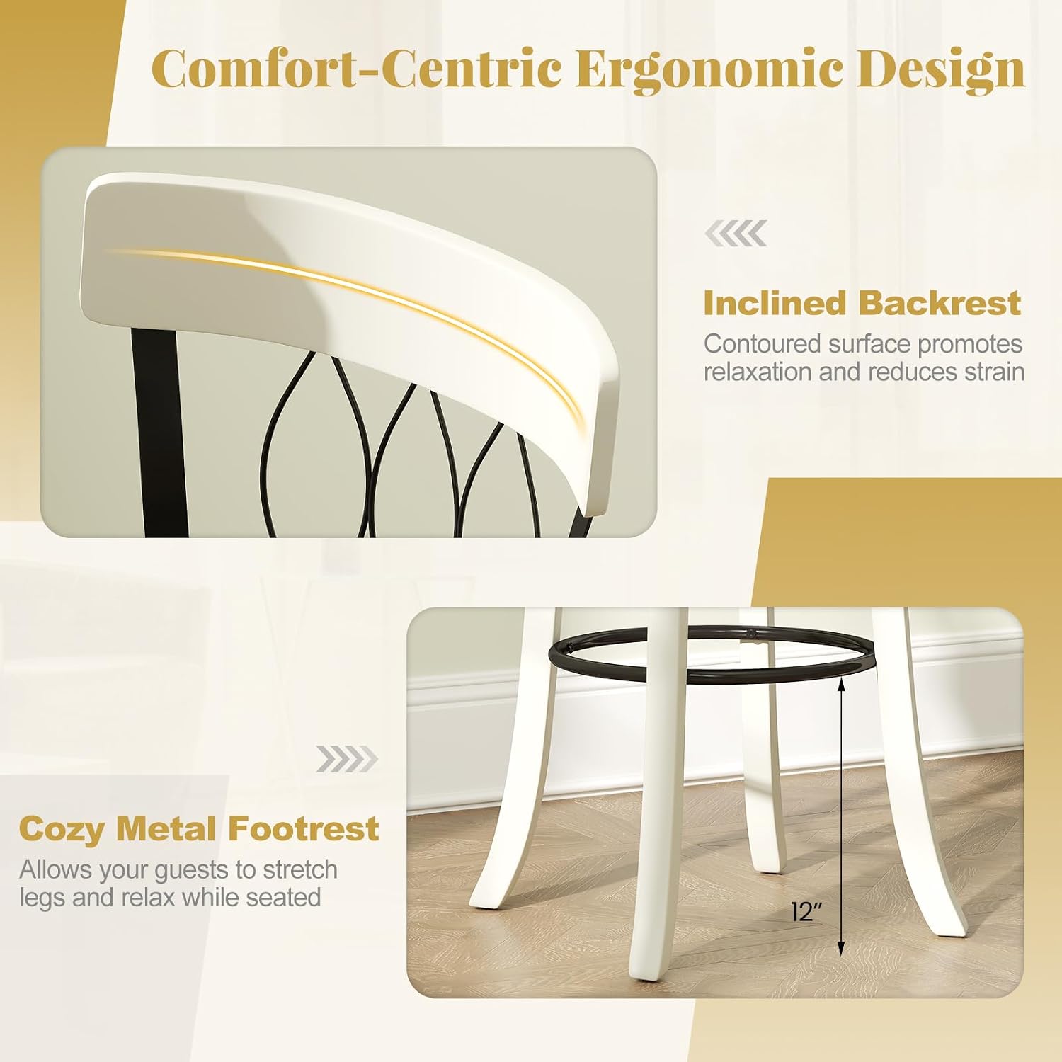 Giantex 30' Bar Stools Set of 4, Swivel Bar Height Bar Chairs with Footrest, Rubber Wood Frame & Tufted Rivets, Upholstered Modern PVC Leather Barstools for Kitchen Island & Pub