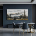 Foggy forest Wall Decor,Framed Canvas Wall Art, Large Artwork Green Mountain Pictures Boho Pine Tree Wall Painting Mountains Landscape Art for Home Living Room Office 29'x58'