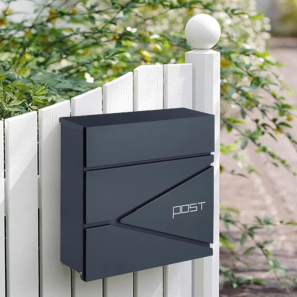 Mailboxes for Outside, Locking Wall Mount Mailboxes, Large Capacity Metal Mailbox, for Outside, Home, Office Business(Gray)