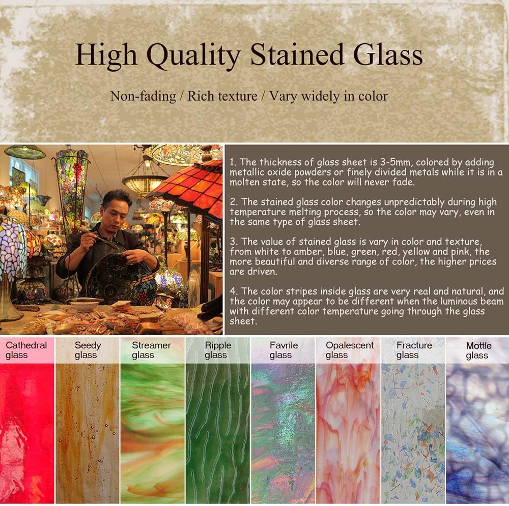 Bieye L10798 Mission Tiffany Style Stained Glass Table Lamp for Home Decoration