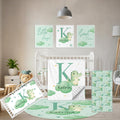 Terwex Custom Baby Bedding Set, 5 Pcs Personalized Baby Crib Sets with Name, Toddler Bedding Set for Baby Girls Boys, Green Crocodile Double Layer Nursery Bedding Set, Customized Gifts for Infants
