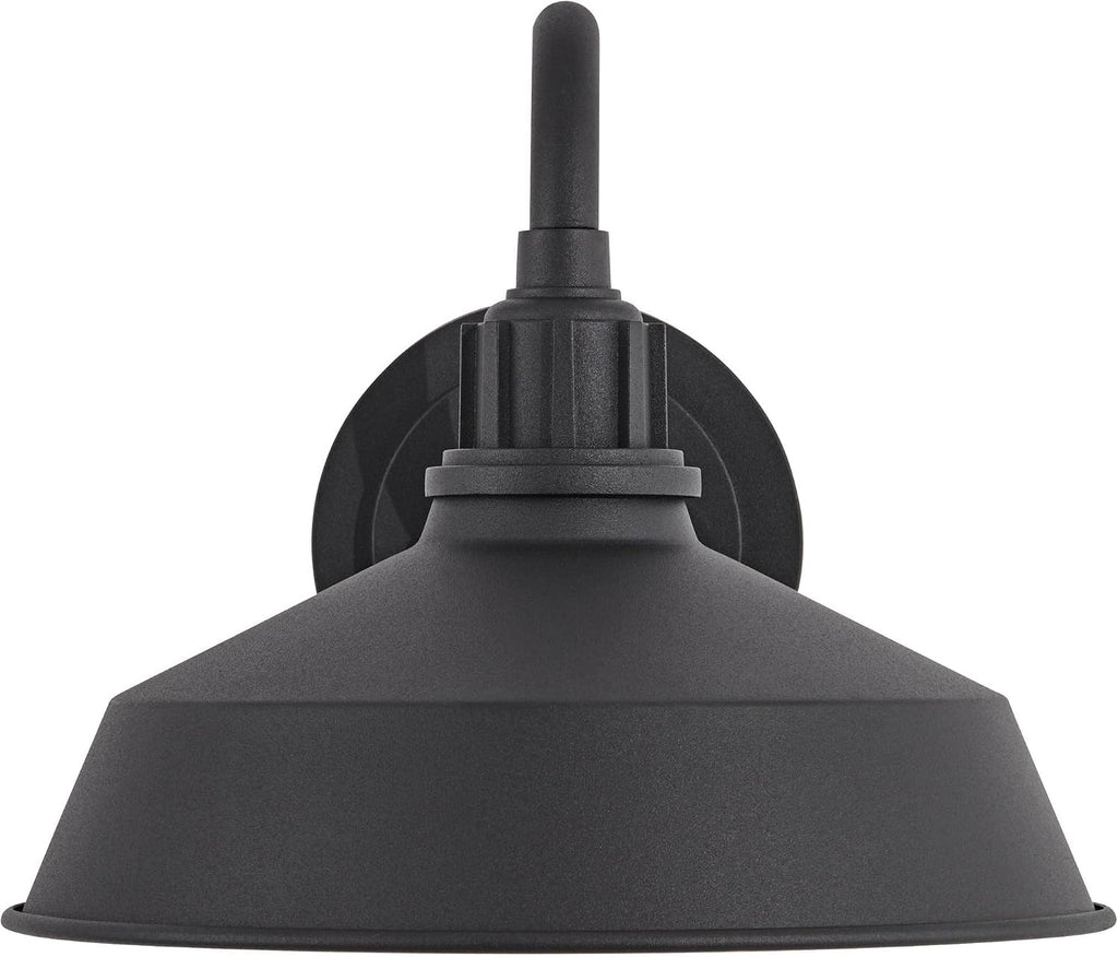 Franklin Iron Works Arnett Rustic Urban Barn Outdoor Wall Light Fixture Smooth Black Aluminum 10 1/2' Gooseneck Arm for Exterior House Porch Patio Outside Deck Garage Yard Front Door Garden Home