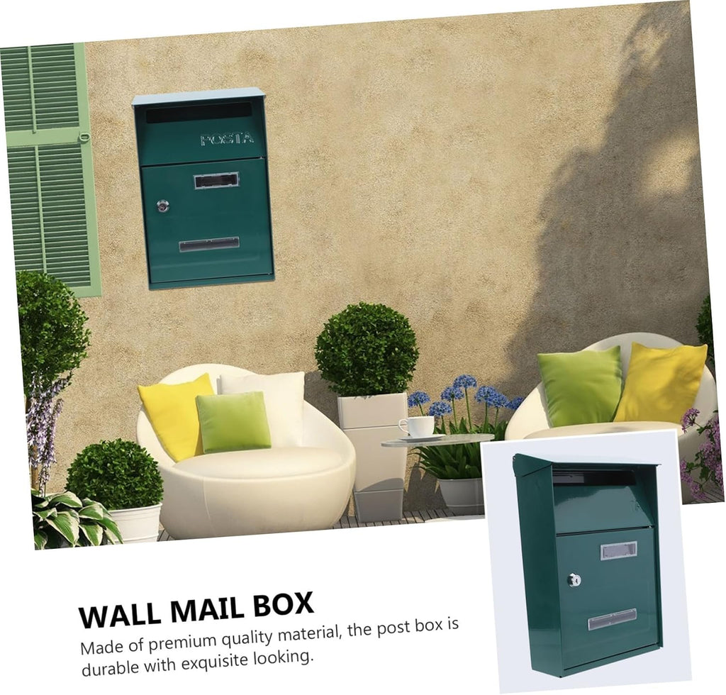 NUOBESTY 2pcs Simple Wall Mounted Mailbox with Lock Decorative Metal Letter Box Stylish Hanging Post Box for Home Office Easy to Install Versatile Use