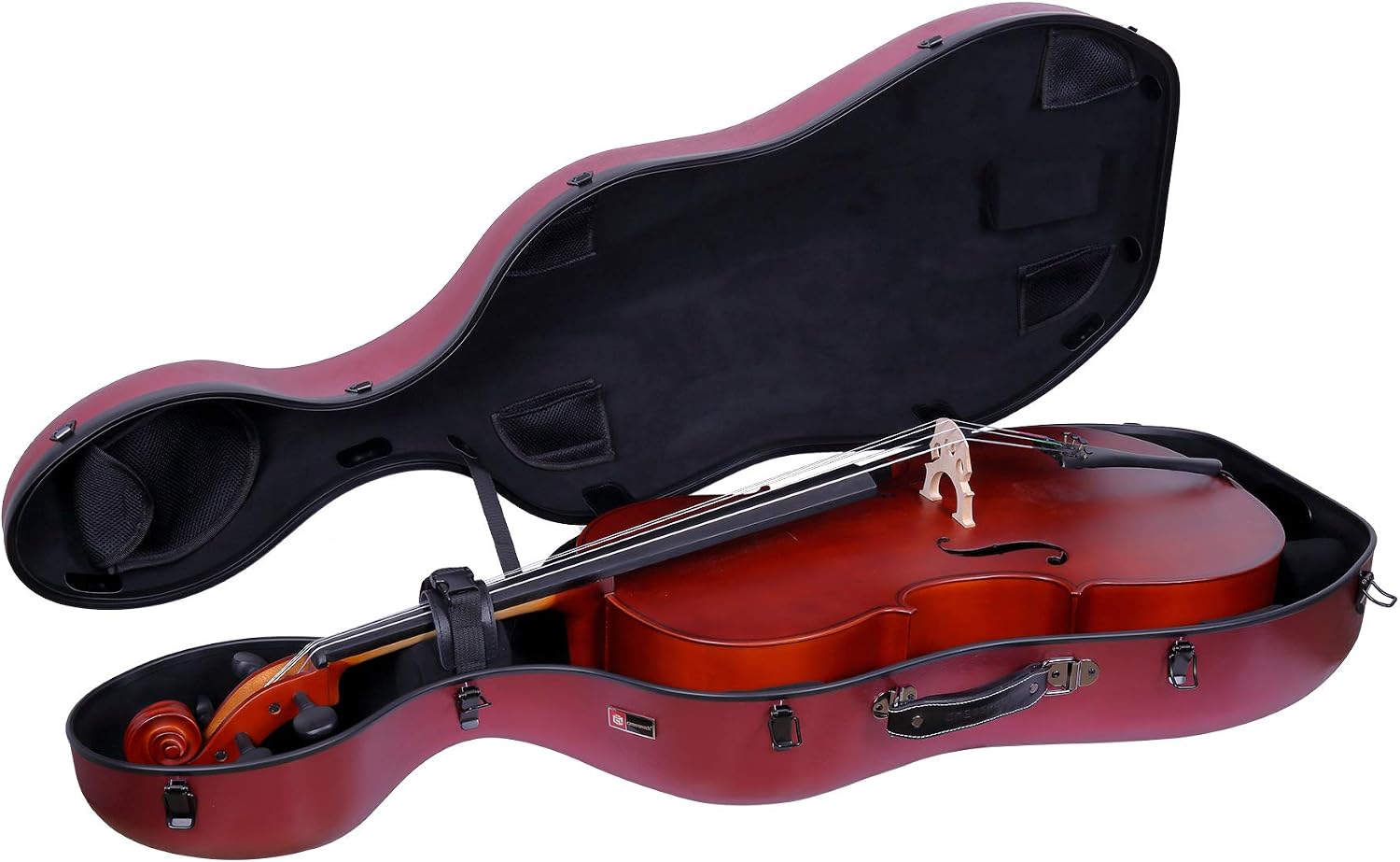 Crossrock Poly Carbon Composite Case fits for 4/4 Size Cello with Backpack and Wheels in Black(CRF102CEFBKHT) (CRF1020CEFBKHT)