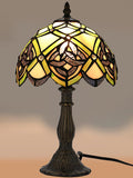 KY&BOSAM Irish Celtic Tiffany Table Lamp Shamrock Style Stained Glass Desk Lamp Night Light 14 Inch Tall 8 Inch Wide Shade Beside Lamp 1 Bulb Antique Zinc Base for Home Bedroom St Patrick's Day Decor