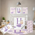 Terwex Custom Crib Bedding Set, 5 Pcs Personalized Nursery Bedding Sets with Name, Infant Bedding Set for Baby Girl Boy, Purple Polar Bear Double Layer Baby Crib Set, Toddlers Babies Customized Gifts