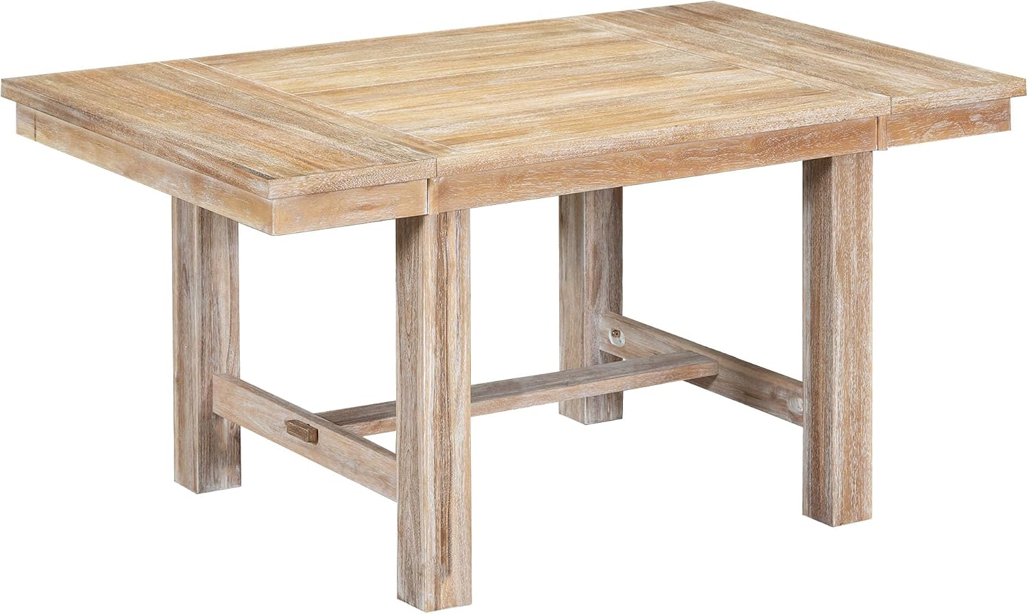 Farmhouse 6-Piece Extendable Dining Room Table Sets, Acacia Wood 82'' Dining Table with 2 Removable Leaf and Upholstered Dining Chairs& Bench, Soft Cushion with Rivet (Natural+Be)