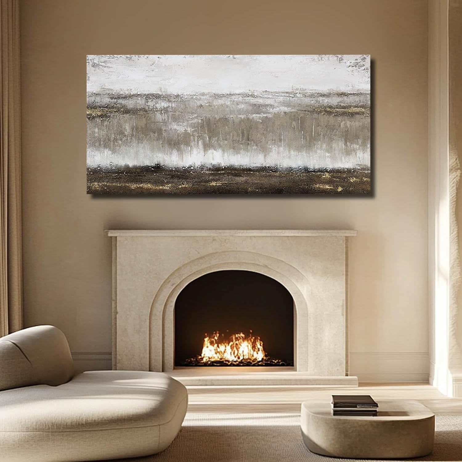 Artexist Canvas Wall Art - Abstract Wall Decor for Living Room - Grey Pictures Black and White Artwork for Walls Posters Aesthetic Office Home Bederoom Decorations 29x58 in