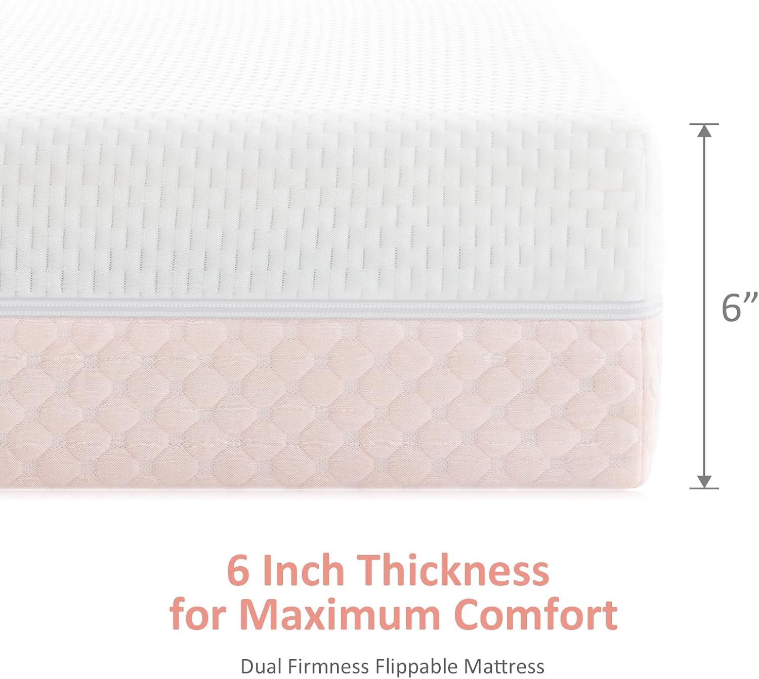 Dourxi Crib Mattress, Dual Sided Comfort Memory Foam Toddler Bed Mattress, Triple-Layer Breathable Premium Baby Mattress for Infant and Toddler w/Removable Outer Cover - White&Pink