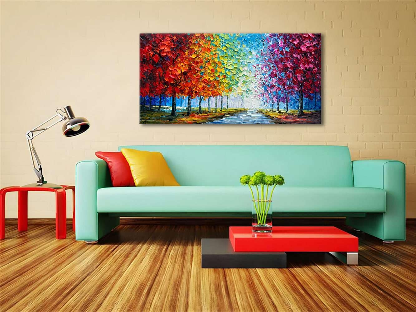 zoinart Colorful Oil Painting on Canvas, Abstract Landscape Wall Art, Texture Painting Wall Art, Modern Wall Painting for Living Room Deco