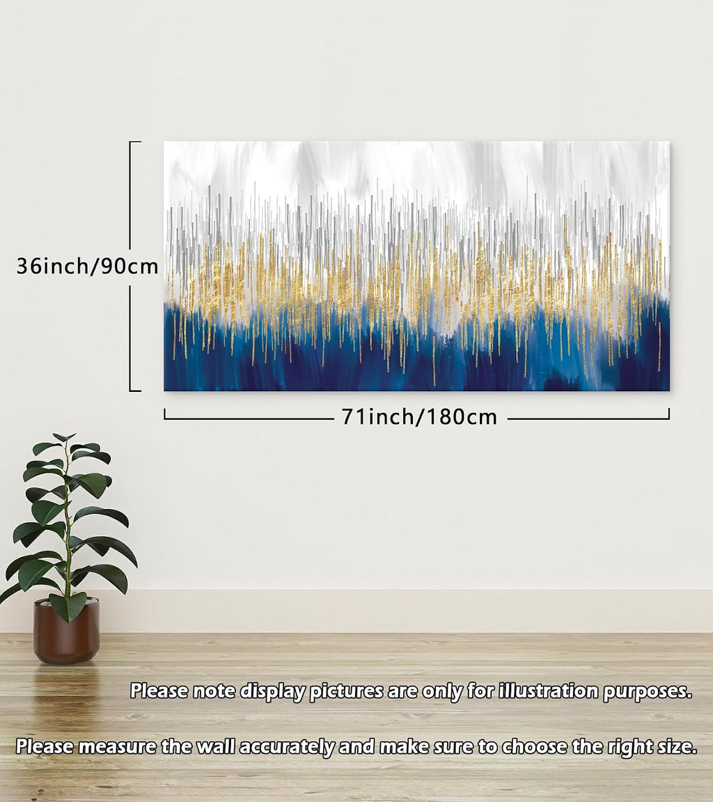XXMWallArt FC3198 Abstract Wall Art Gold and Blue Canvas painting Artwork Painting Print for Living Room Bedroom Kitchen Home and Office Wall Decor