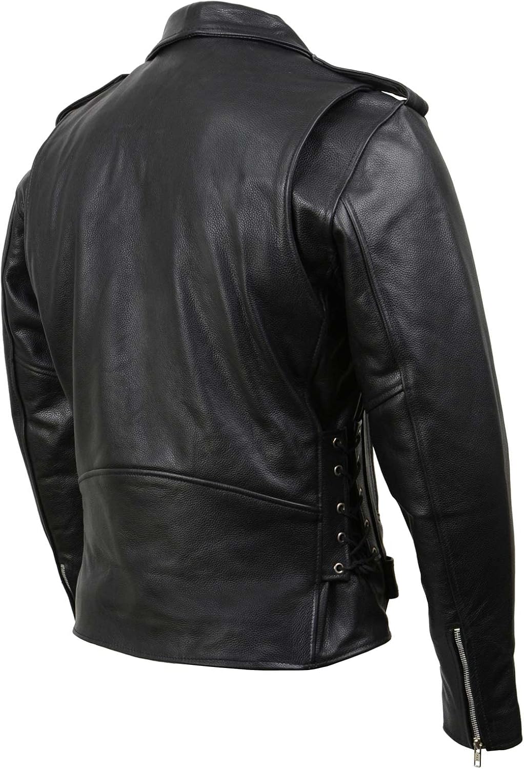Milwaukee Leather SH1011 Men's Classic Brando Premium Leather Black Motorcycle Riders Leather Jacket w/Side Laces
