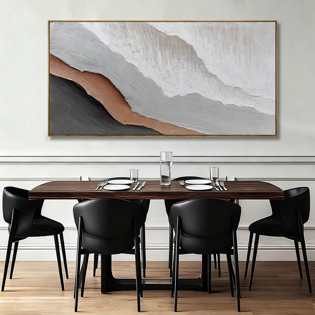 Large Framed Canvas Wall Art Prints,Beach Wave Landscape Wall Decor,White Abstract Neutral Artwork,29'x58' Pictures for Living Room Bedroom Office
