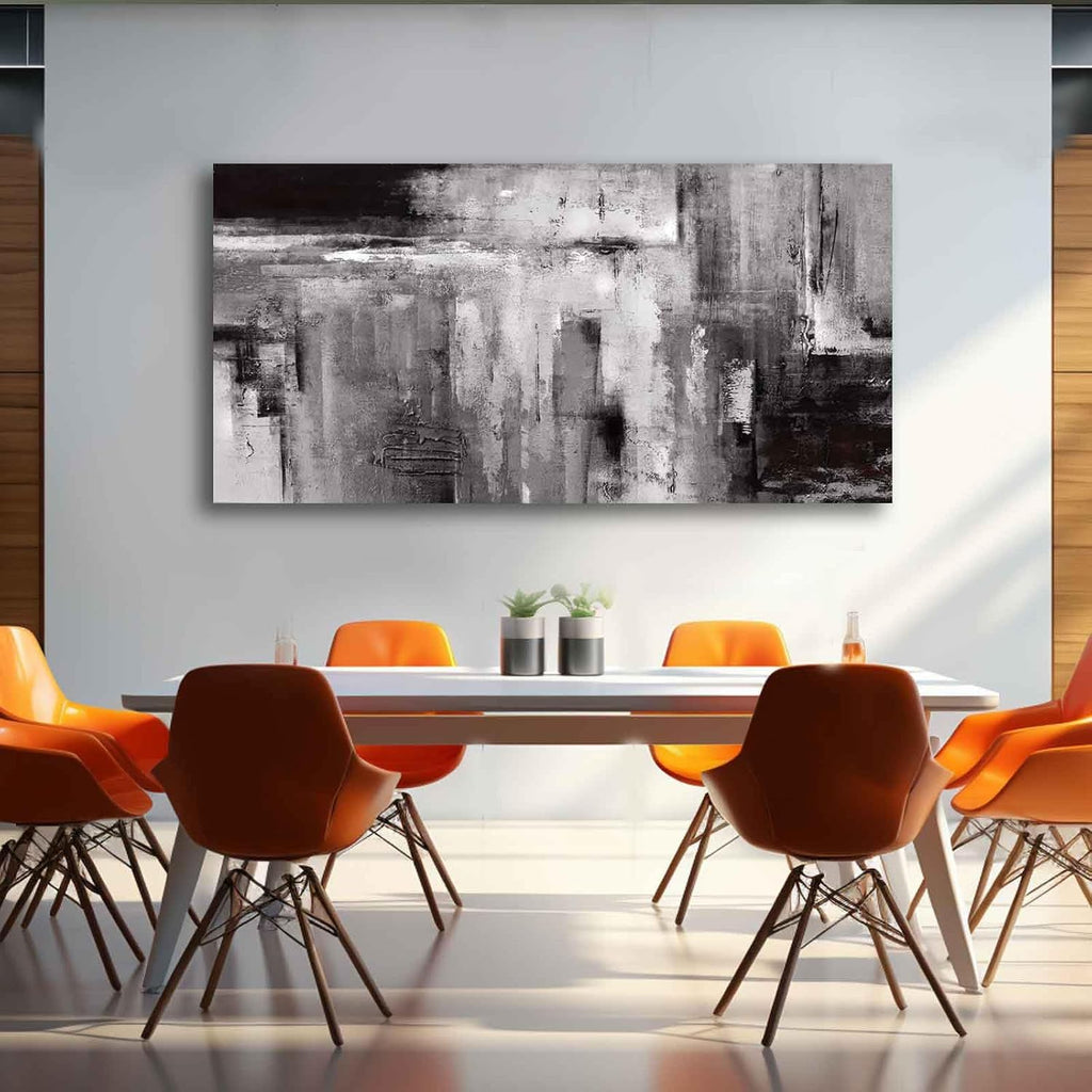 XIANSHOU Black Abstract Wall Art Living Room Decor Painting 29'x 58' White Abstract Graffiti Wall Decorations for Bedroom Kitchen Dining Room Office