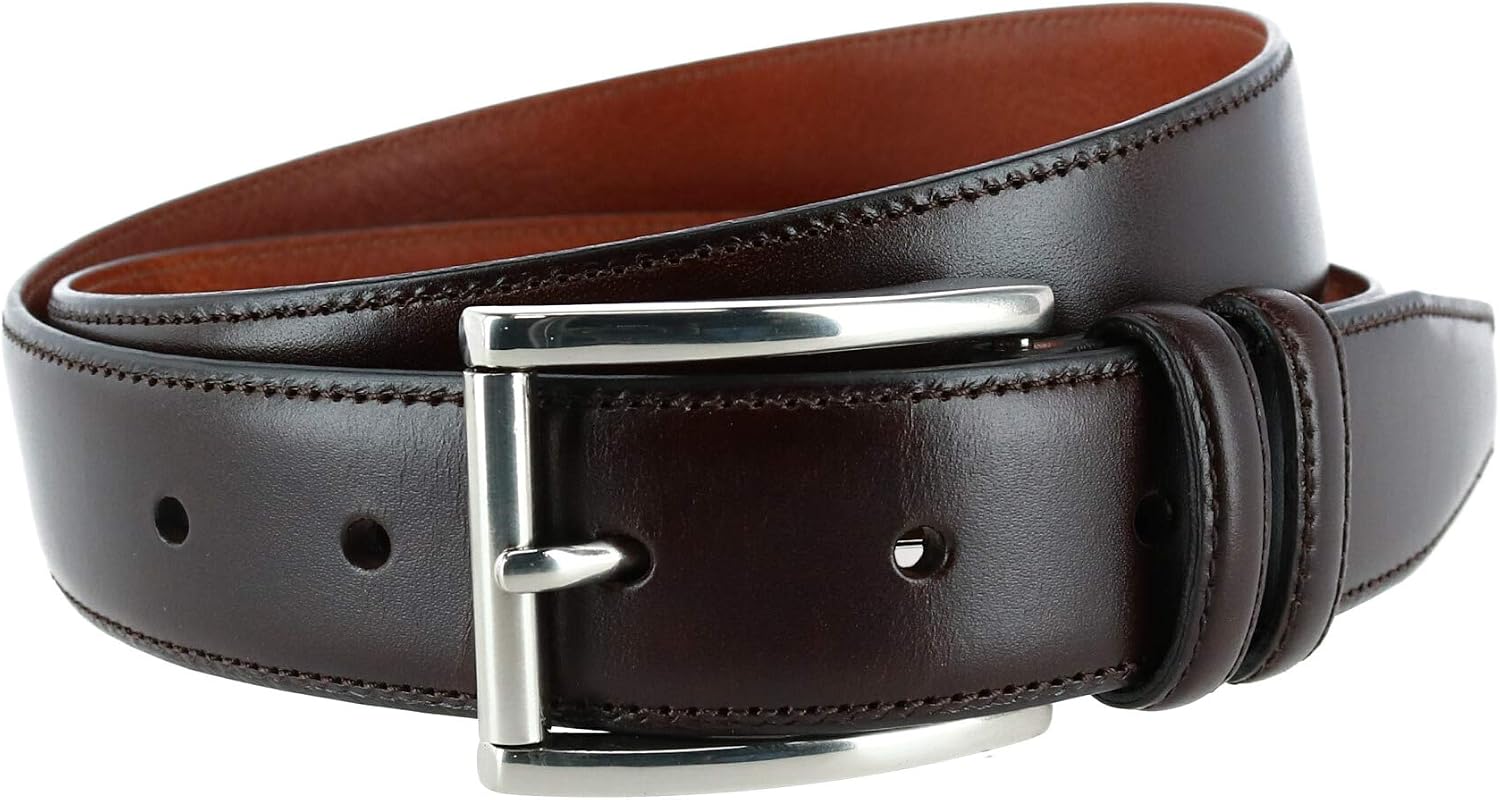 Trafalgar Men's Lorenzo 32mm Dropped Edge Leather Dress Belt