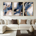 Extra Large Blue Neutral Wall Art Modern Abstract Wall Painting Framed Blue Artwork Abstract Blue Wall Decor Modern Abstract Art Prints Neutral Abstract Paintings for Living Room Bedroom Office 24x36 Inch Set of 3