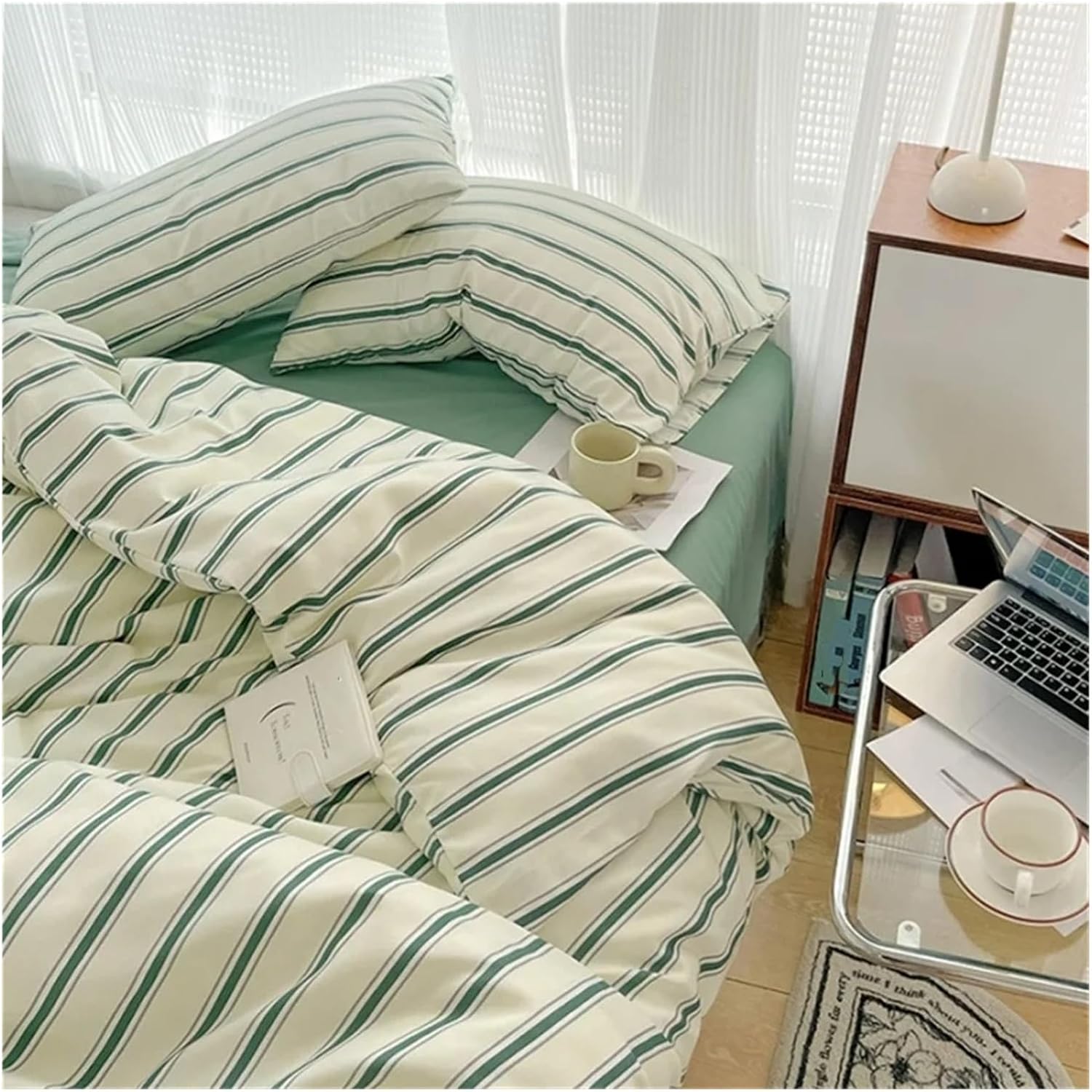 ADovz Pure Cotton Duvet Cover Bed Sheet Pillow Case 4pcs Bedding Set Soft Comforter Quilt Cover Sleeping Naked Bed Linen,Bed Sheets