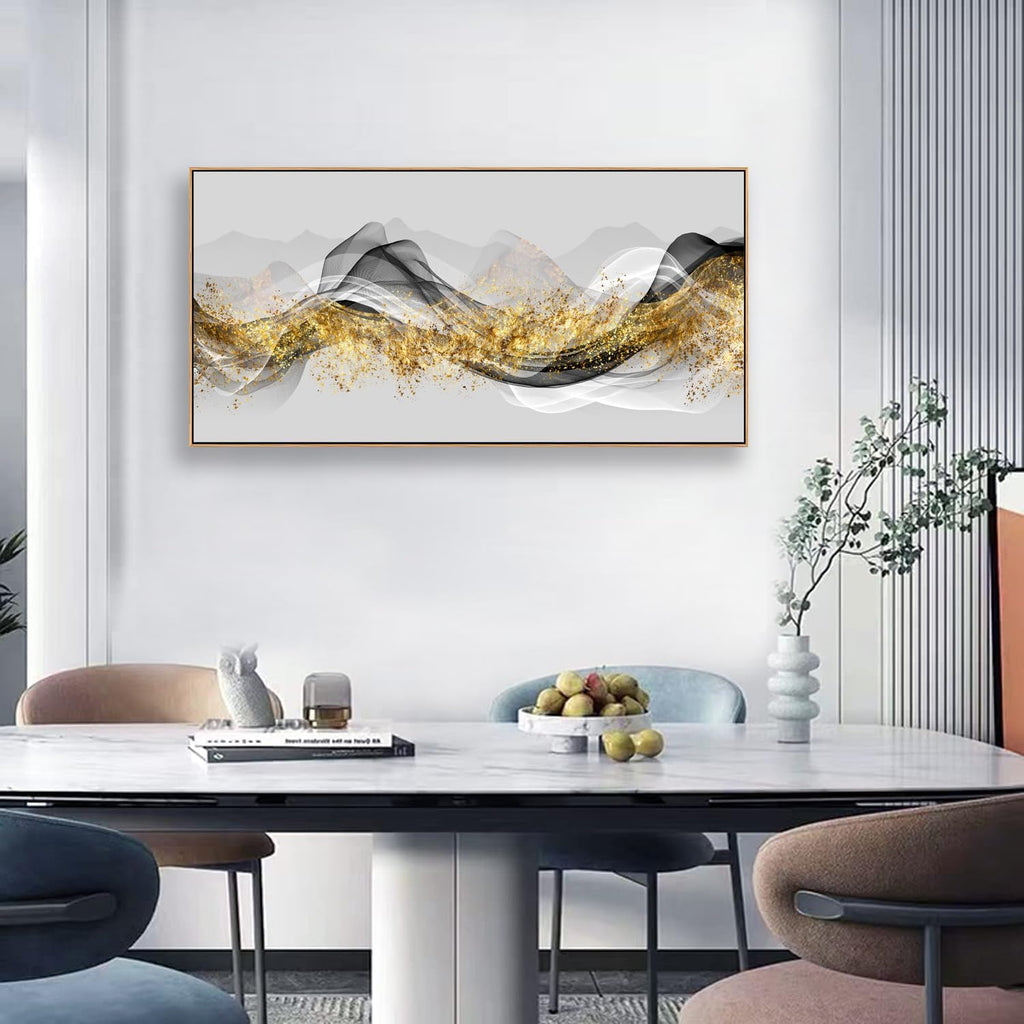 Tucai Decor Wall Art Modern light Luxury Abstract Gold ink Landscape Canvas Wall Art for Living Room Bedroom Color Pictures Artwork Home Decor Canvas Print Wall Decor Ready to Hang 30x60inch (Framed)