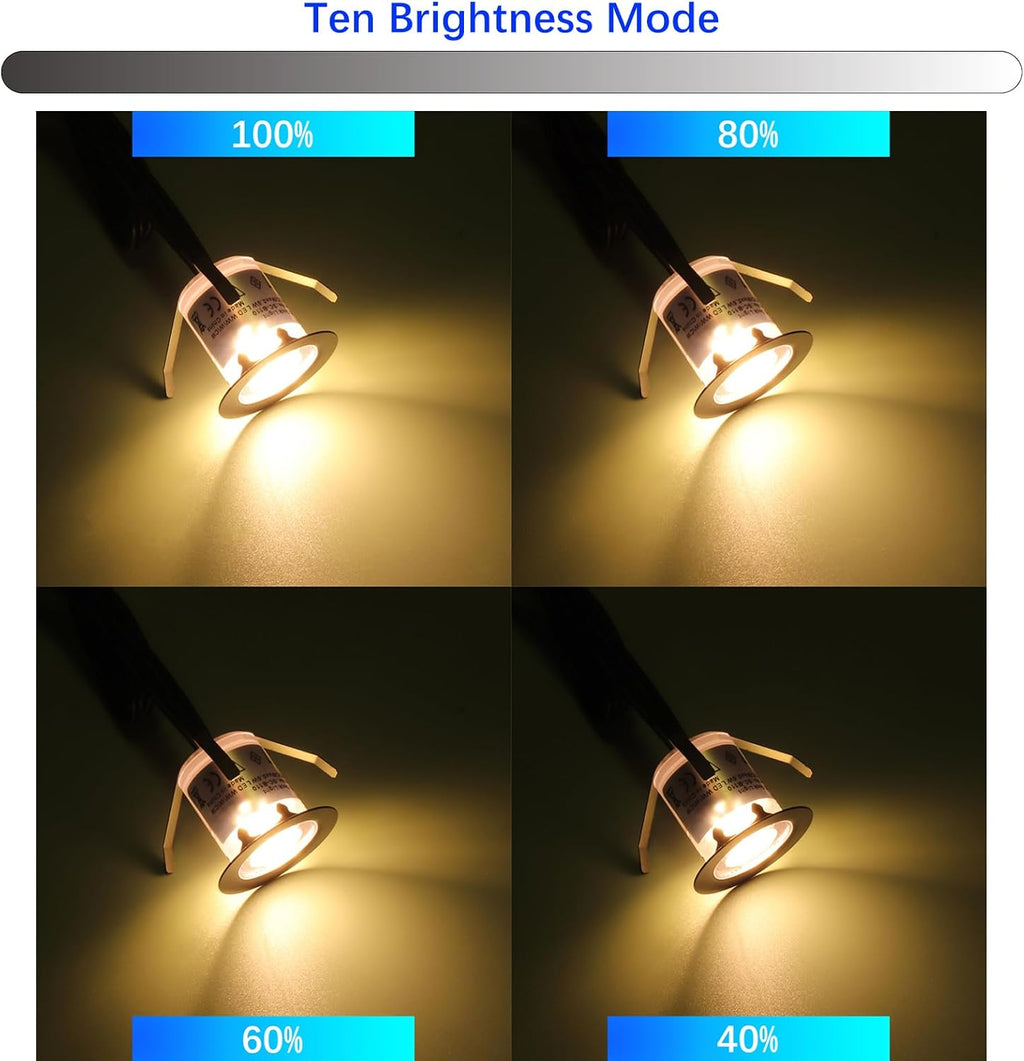 LED Outdoor Deck Lights, Φ30mm 3CCT Low Voltage 12V, 16 Pack Black IP65 Waterproof, Electric Wired Mini Recessed Under Landscape Lighting for Yard Stair Step Floor Riser