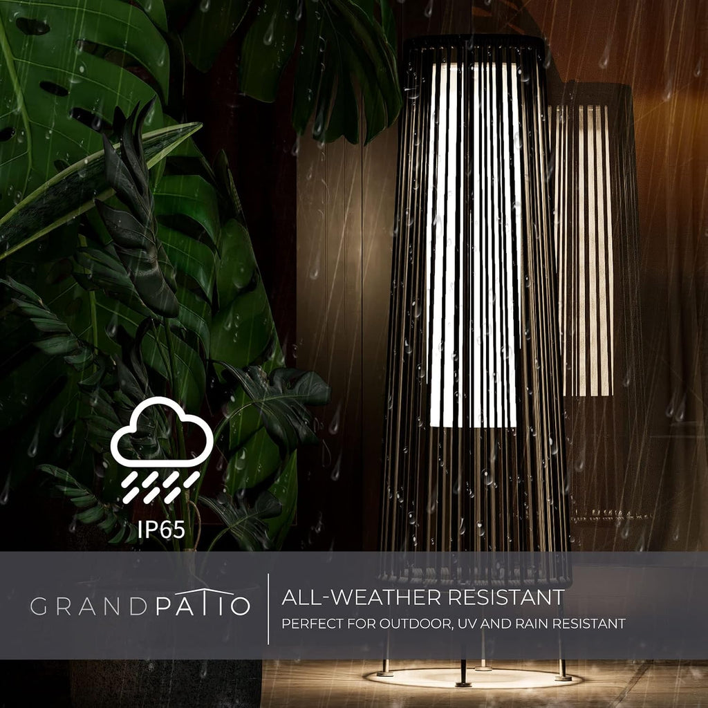 Grand patio Outdoor Floor Solar Light 2-Pack, Wicker Solar Patio Lamp Waterproof Outside Deck Lamp for Porch, Yard, Garden, Lawn Decorations - Gray, Gordes 2 PCS