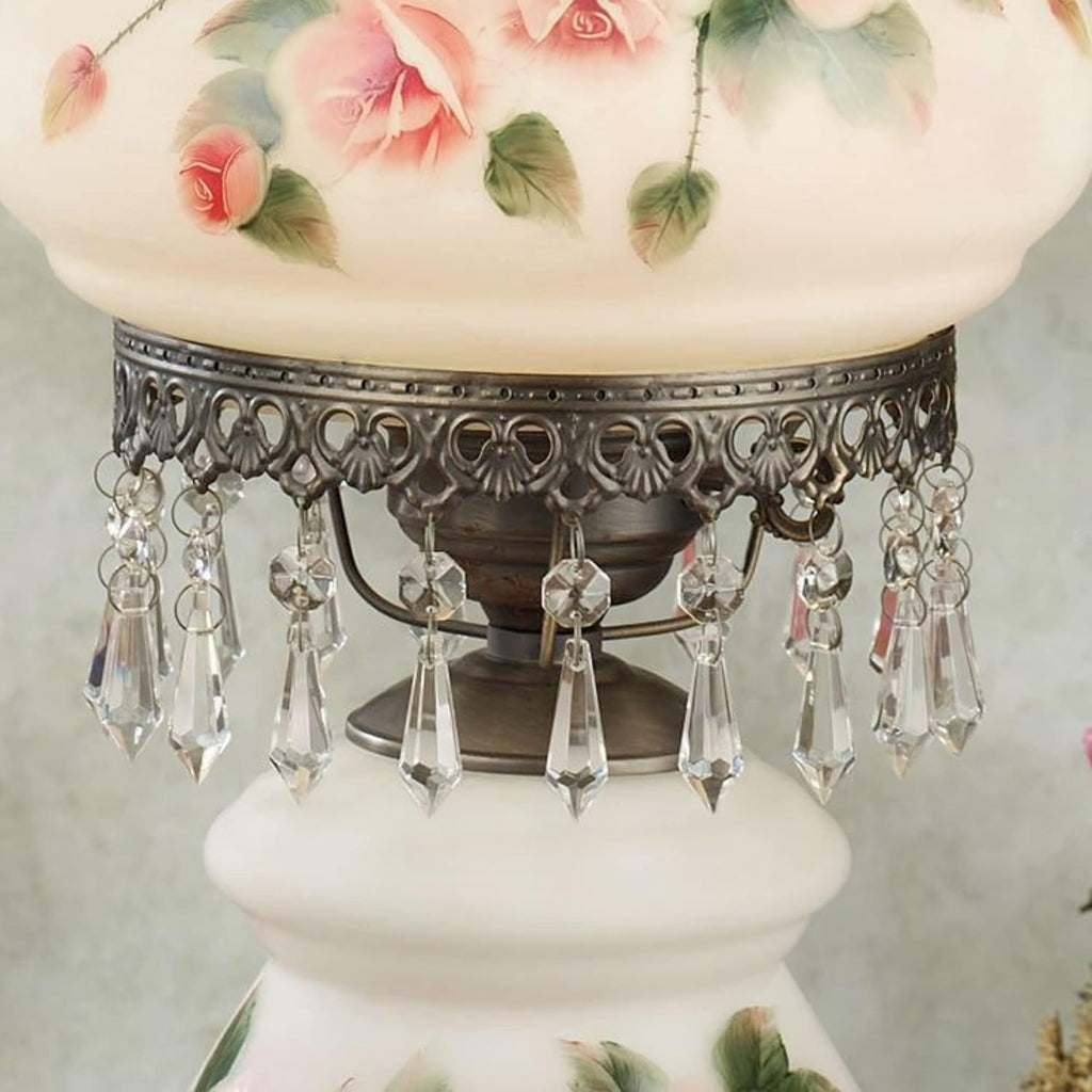 Touch of Class Adelaide Hurricane Style Table Lamp - Victorian Aesthetic - Scalloped Glass - Antique Parlor Lamp