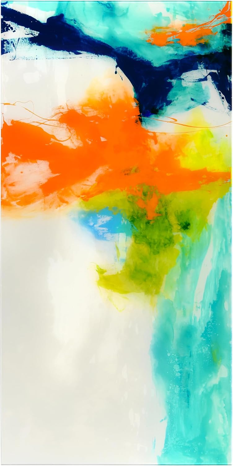 Empire Art Direct TMP-108453-2448 Tidal Abstract 1 Frameless Free Floating Tempered Glass Panel Graphic Wall Art, 48' x 24' x 0.2', Ready to Hang