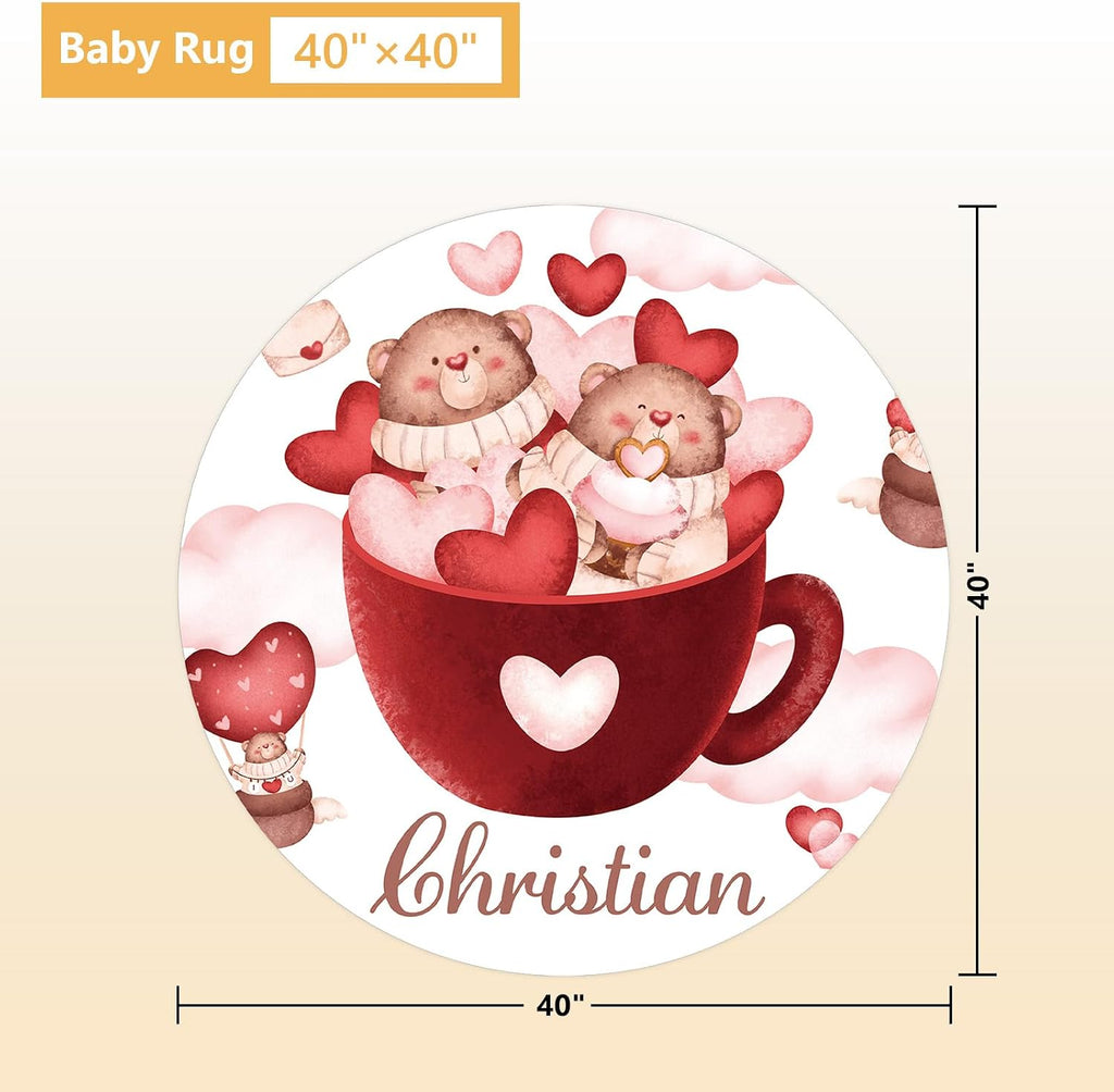 Terwex Custom Crib Bedding Set, 5 Pcs Personalized Name Nursery Bedding Set with Double Layer Flannel Blanket, Heart & Bear Baby Crib Set for Girls Boys, Customized Gifts for Infants Babies Toddlers