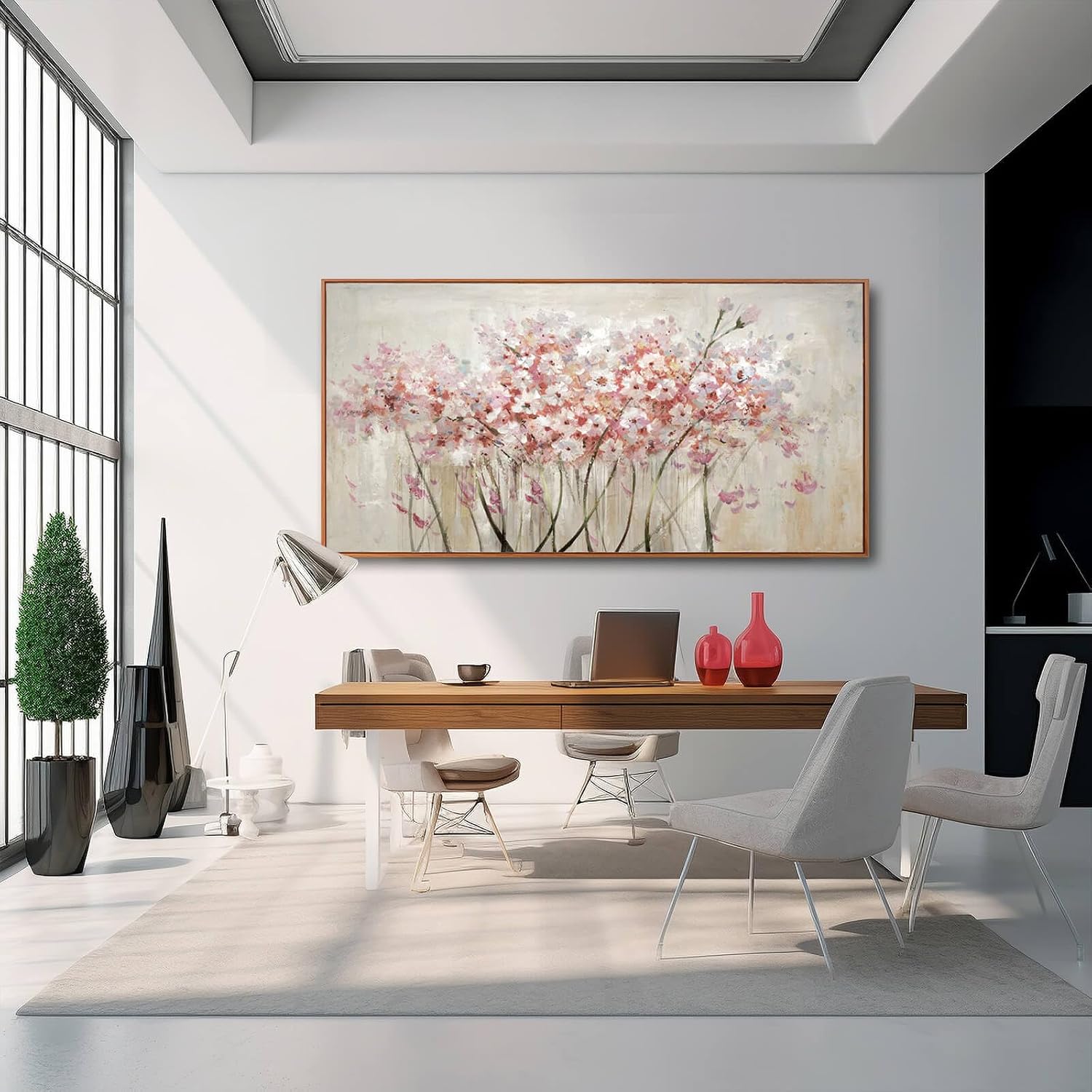 Pink Large Framed Canvas Wall Art Botanical Photo Canvas 29'x58' Artwork for Living Room Kitchen Women Room Decor for Bedroom