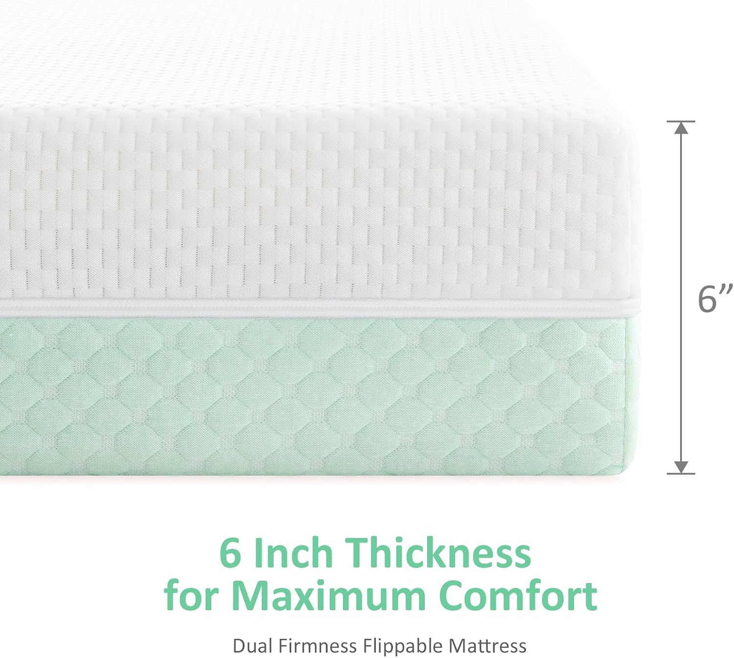 Dourxi Crib Mattress, Dual Sided Comfort Memory Foam Toddler Bed Mattress, Triple-Layer Breathable Premium Baby Mattress for Infant and Toddler w/Removable Outer Cover - White&Green