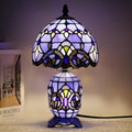 Small Tiffany Lamp Stained Glass Table Lamp Mini Mother Daughter Vase Desk Accent Light for Bedroom Bedside Reading Home Antique Style Decor 8X14 Inches (Blue Baroque)