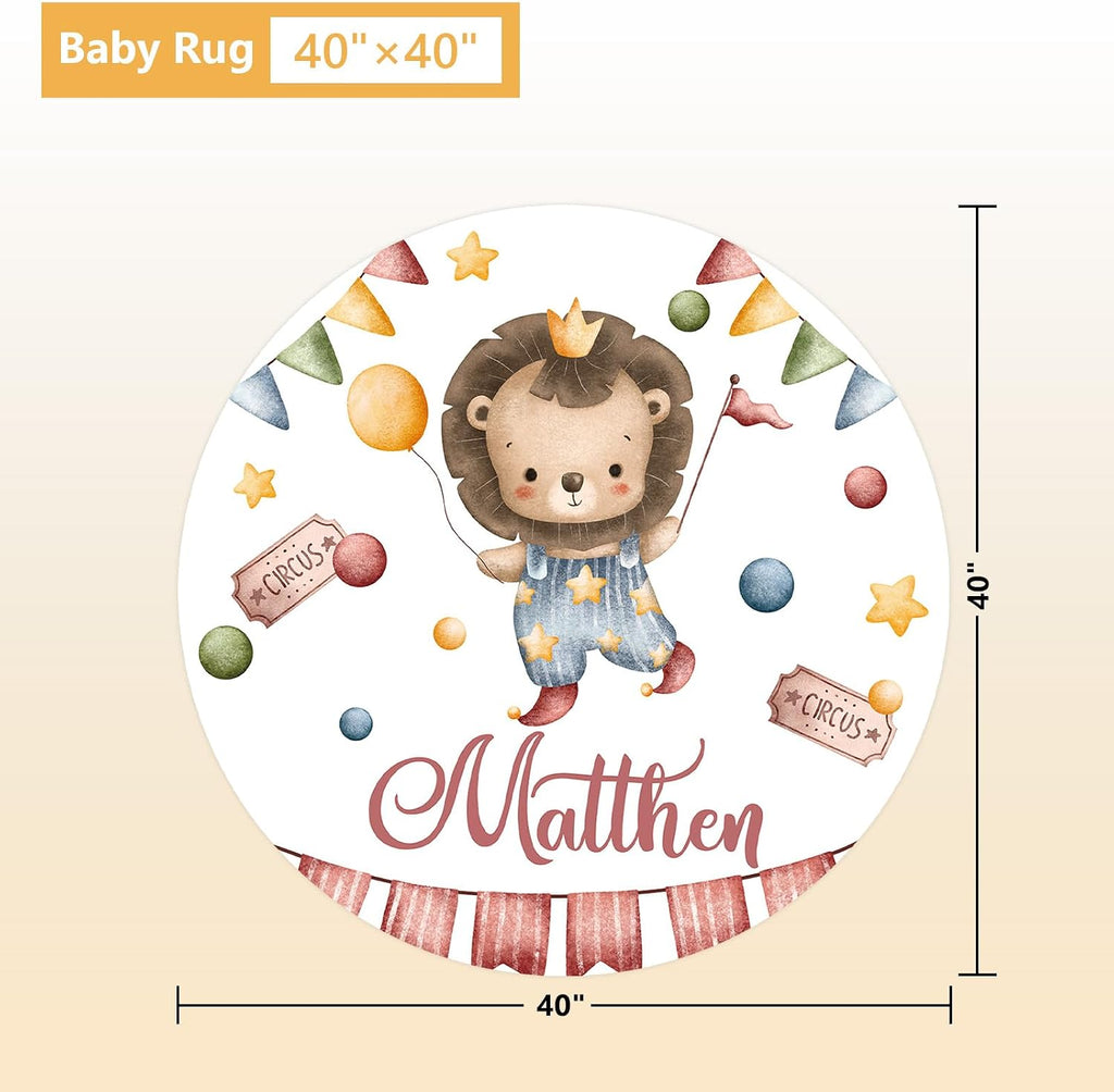 Terwex Custom Baby Crib Bedding Set, 5 Pcs Personalized Name Baby Crib Set with Double Layer Blanket, Soft Circus Animals Nursery Bedding Set for Girls Boys, Customized Gifts for Infants Toddlers