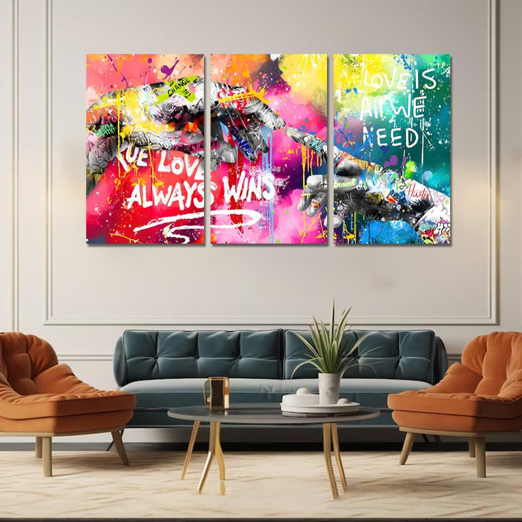 Novatique Banksy Canvas Wall Art Abstract Graffiti Wall Decor Colorful Graffiti Art Print Modern Painting Teenager Street Art Pictures for Living Room Bedroom Office,24'x 36'x3Pcs