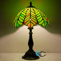 Tiffany Lamp Touch Control Table Lamp Brown Green Leaf Style Stained Glass Desk Lamp 12X12X19 Inches Reading Light